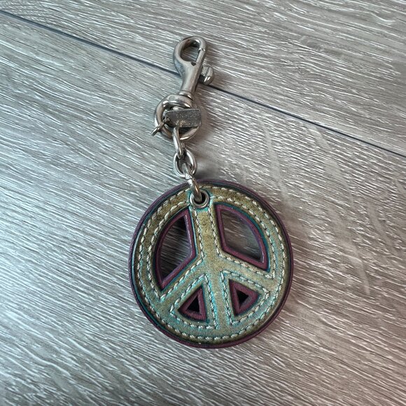 vintage Coach leather Peace bag charm or keychain - Picture 2 of 4